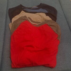 Sonoma Red/Gray, Gray/Black, and Blue/Navy Raglan Long Sleeve T-Shirts